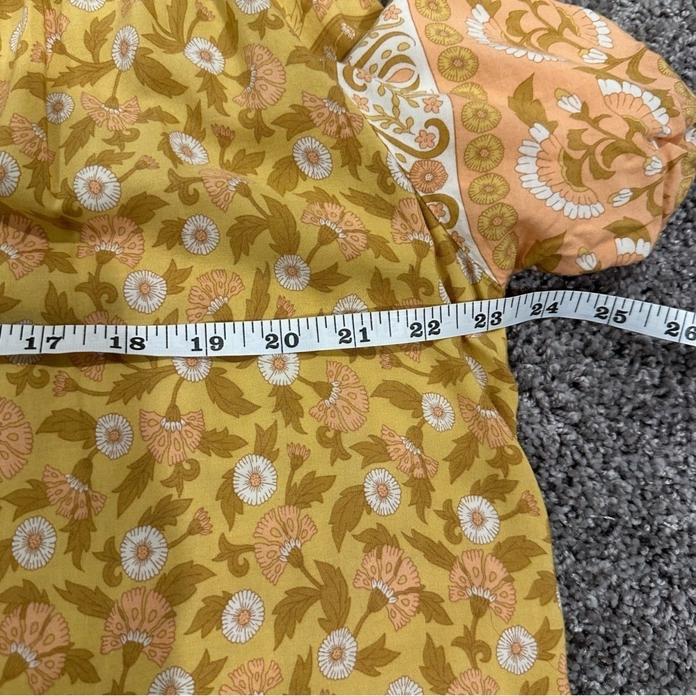 Jaase Boho Cottagecore Chartreusse Yellow Top Button Down Size Small - Picture 8 of 10